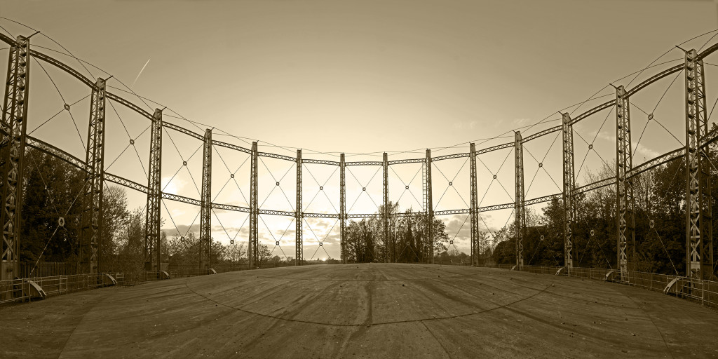 2013.05.05 - Gas Hill Norwich - Gas Tank - Panorama - Sepia