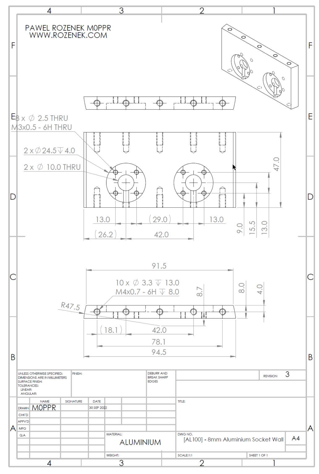 [AL100] – 8mm Aluminium Socket Wall – rozenek.com